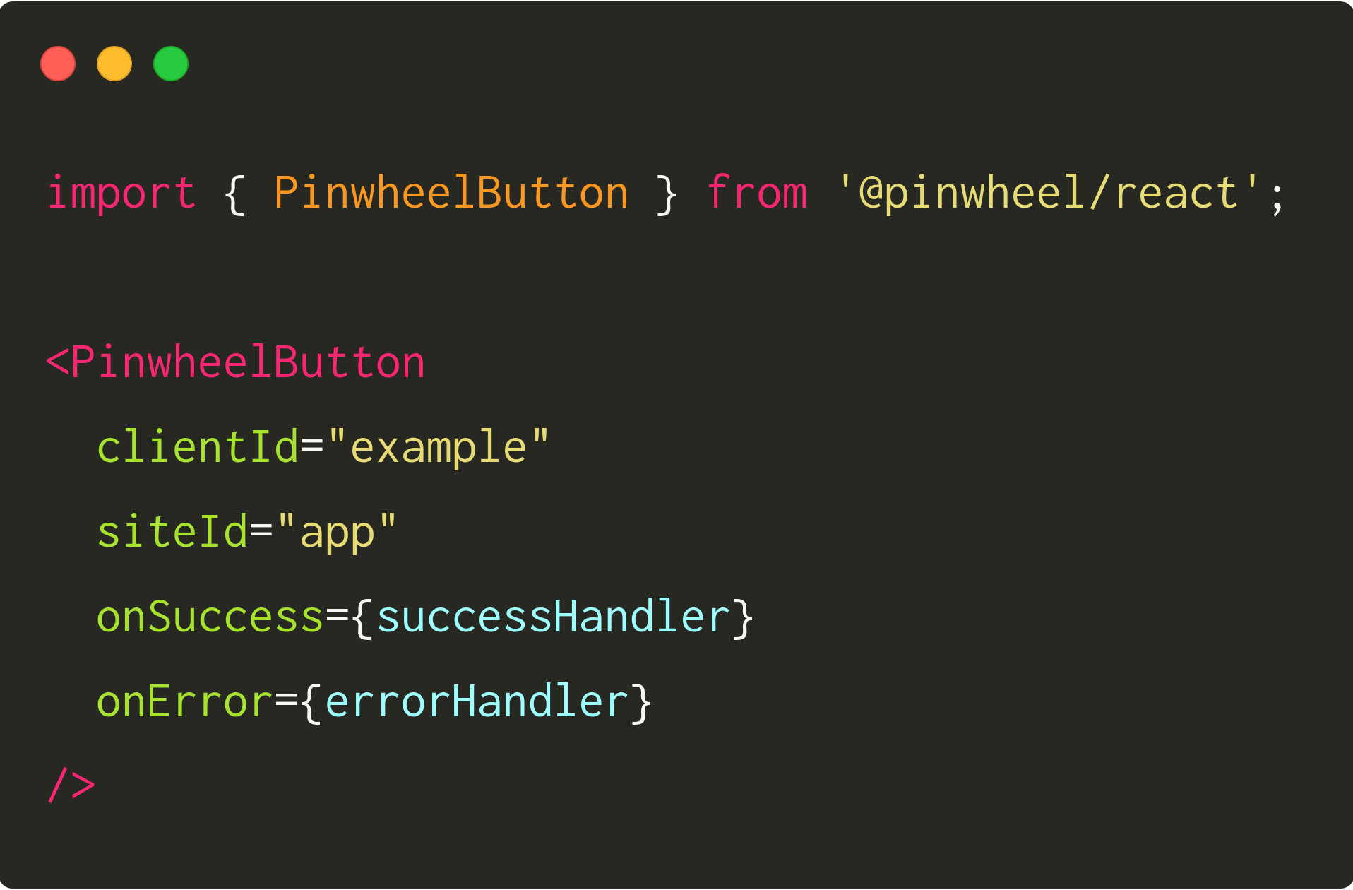 Snippet of Pinwheel React SDK Code